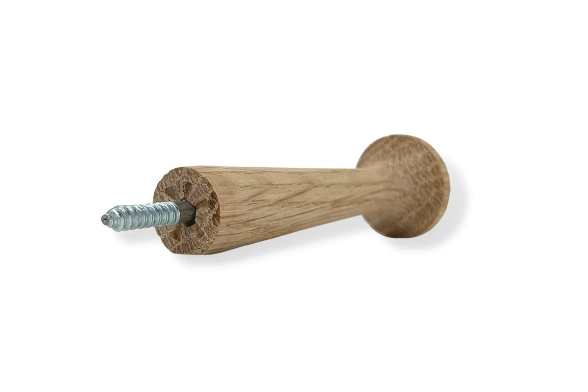 Balsam Point Workshop 3-Inch Oak Premium Screw-On Hardwood Shaker Pegs with Hangerbolt Perfect for Hanging Arts Crafts DIY Woodworking (10-Pack)