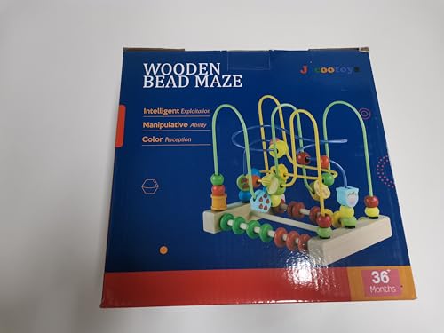 Jacootoys Beads Maze Wooden Roller Coaster Activity Learning Game Preschool Educational Toy Gift for Toddlers