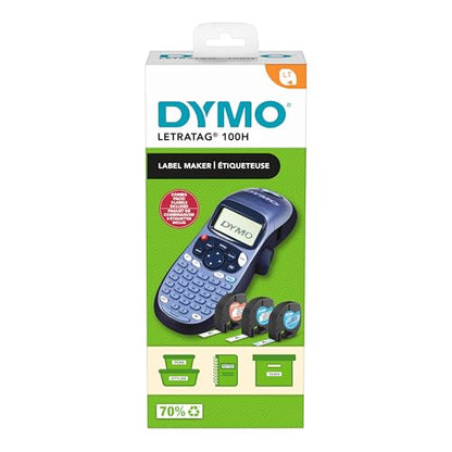 Dymo LetraTag LT-100H Label Maker Starter Kit | Handheld Label Printer Machine | with Plastic, Paper & Clear Label Tape | Ideal for Office or Home