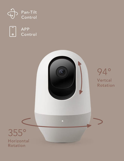 nooie Baby Monitor WiFi Baby Monitor with Camera 360-degree Baby Camera with 2K Night Vision Video Baby Monitor Camera, AI Motion Tracking Sounds and Motion Detection, Works with Alexa, SD Card/Cloud
