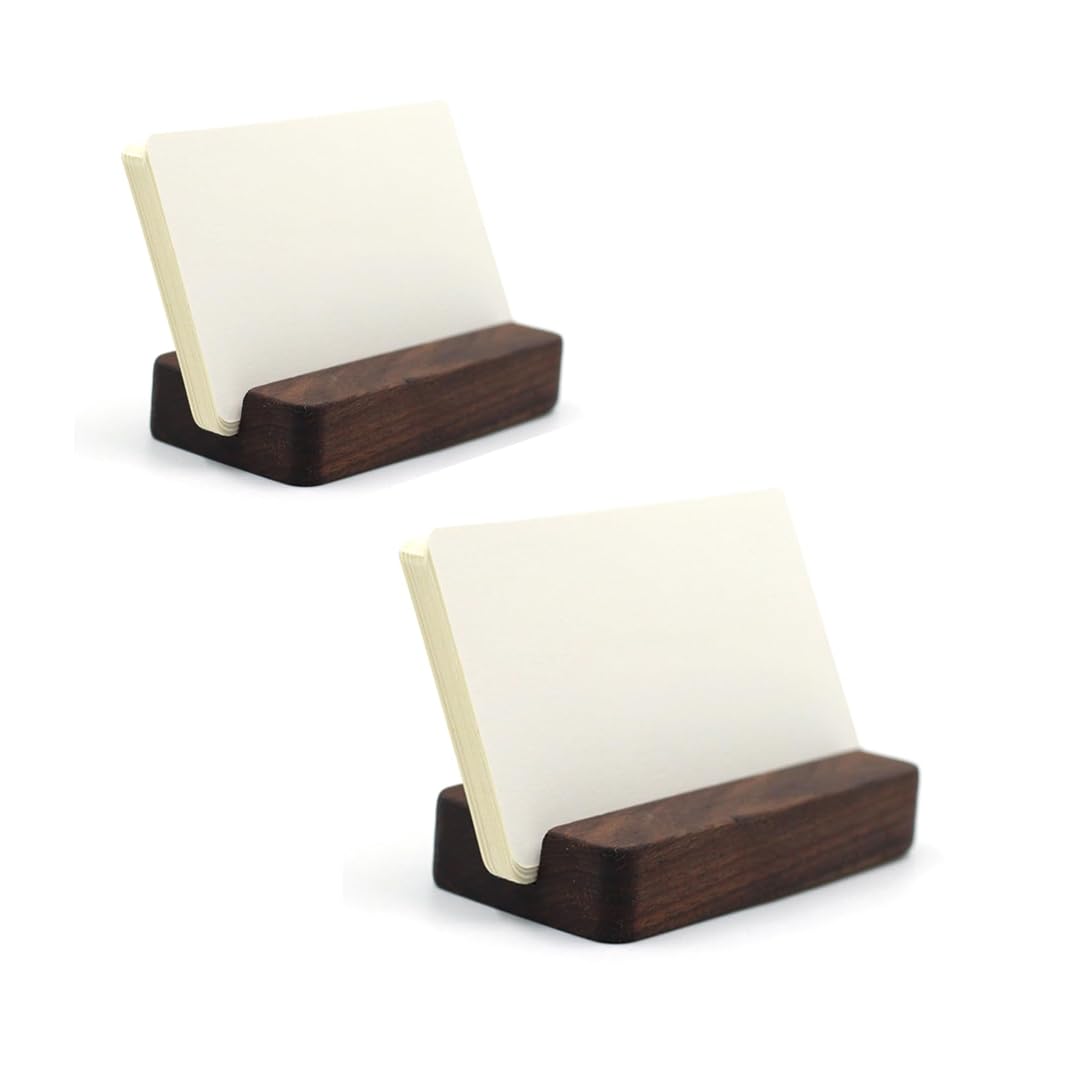 Yantric wood Business Card Holder for Desk, Wooden Creative Business Card Display for Desk, Wood Business Card Stand for Office, Tabletop ( 2pack)