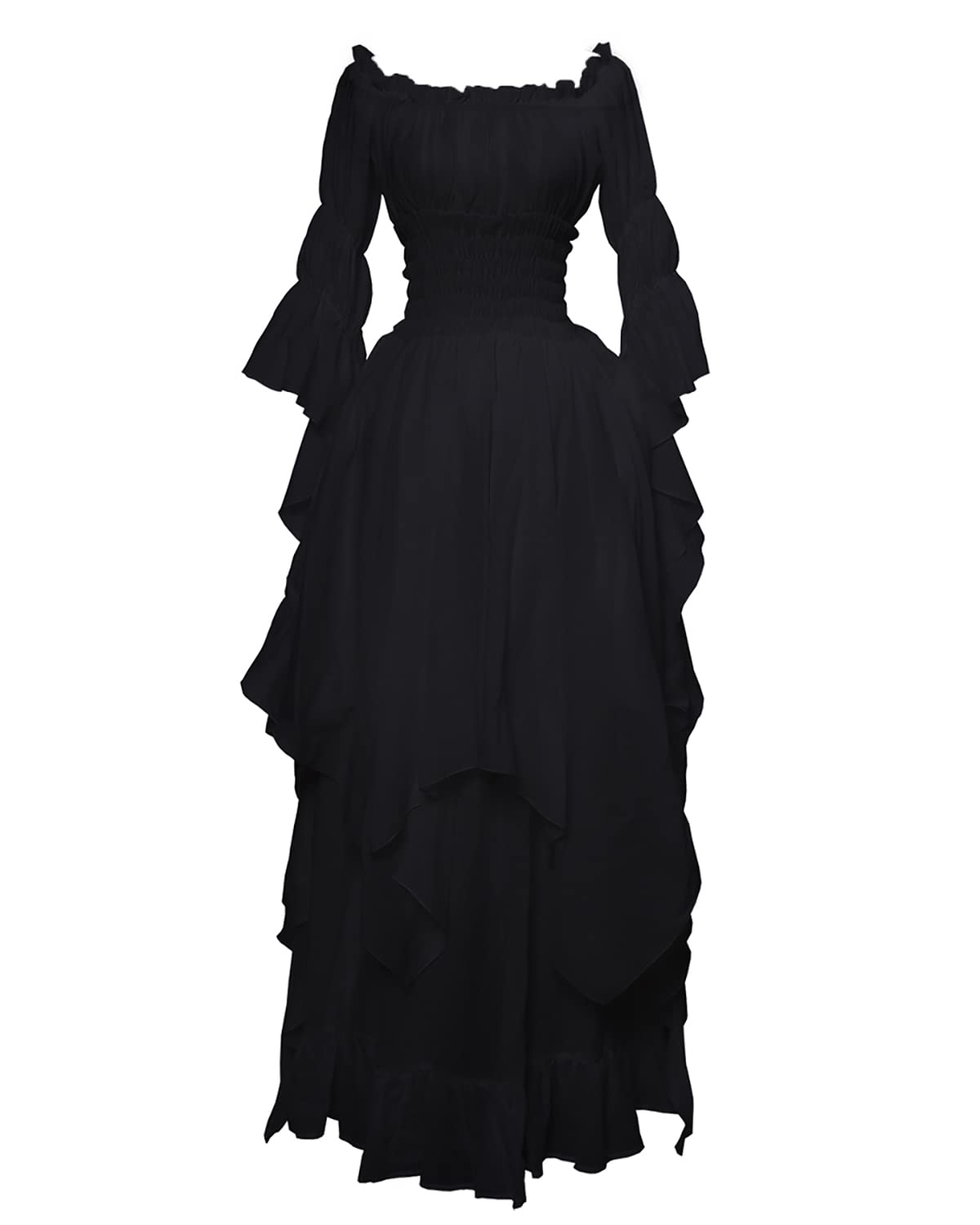 LTAKK Renaissance Dress Medieval Costume Victorian Dresses Women Peasant Gothic Fairy Witch Wedding Under Dress, Black, XXL/3XL