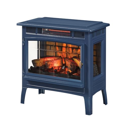 duraflame Freestanding Electric Fireplace Stove Heater with 3D Flame Effect for 1,000 Sq. Ft. Room, Navy