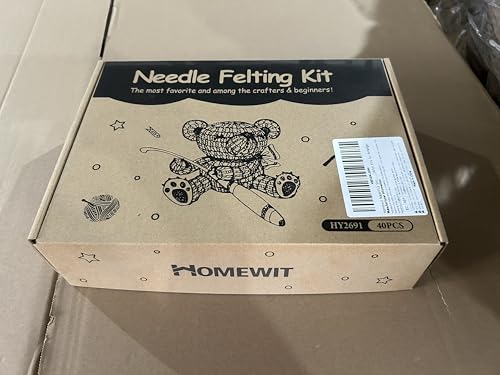 Homewit Needle Felting Starter Kit, 40 Colours Wool Roving Felting Basic Kit, 57 Pcs Felting Needles Parts,Felting Handmade Sewing Craft Kit for Hand Spinning DIY Craft Projects for Beginners Adults