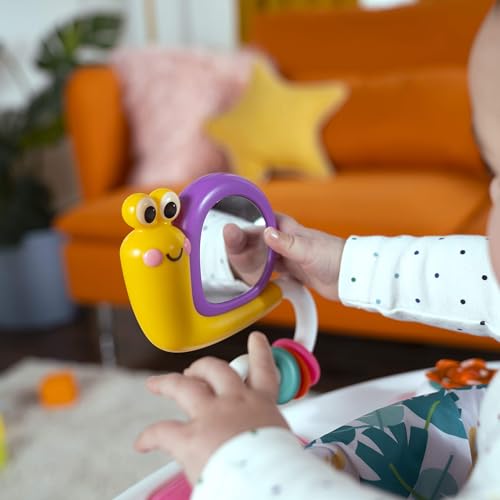 Bright Starts, Bounce Bounce Baby 2-in-1 Activity Center Jumper and Table - Playful Palms with 7 Interactive Toys, Adjustable Height, Storage Bag, 360° Rotation, Ages 6 Months +, Pink