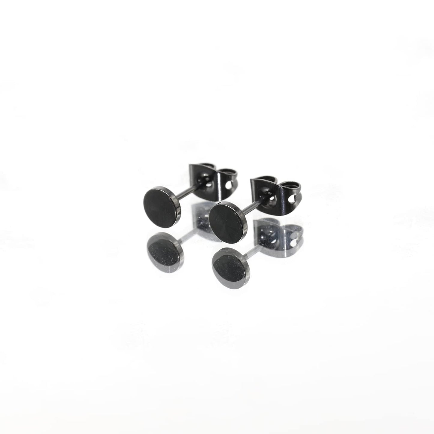 Artskin Titanium Flat Dot Stud Earrings for Women Men Girls Hypoallergenic Nickel Free Earrings 5mm Black Round Disc Earrings for Sensitive Ears (5mm, Black)