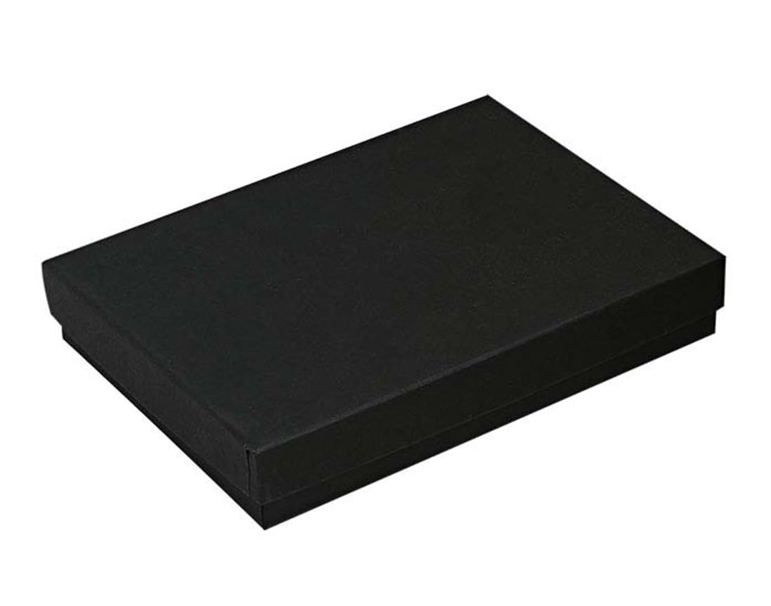 RJ Displays Jewelry Gift Boxes – 6 Pack Matte Black Cotton-Filled Cardboard Box for Necklace, Bracelet, Earring,Ornament Gifts,Jewelry Boxes with Lids, Bulk Gift Packaging – 7 1/8" x 5 1/8" x 1 1/8"