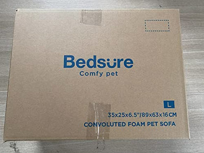 Bedsure Large Dog Bed Sofa - Washable Orthopedic Dog Beds and Couch with Removable Flannel Cover, Waterproof Dog Pillow with U-Shape Bolster, Grey Squre Pet Bed, 89x63x16cm