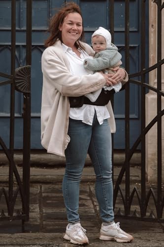 Hippychick Hipseat Baby Carrier, Lightweight Back-Saving Support Waist Stool, Adjustable Strap, Can Carry 6-36 Months Child, Denim Black
