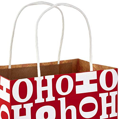 Hallmark 9" Medium Holiday Gift Bag Assortment (Pack of 12, Solids and Prints in Red, Green, Blue) Paper Gift Bags with Christmas Trees, Stripes, Polka Dots, Ho Ho Ho and More