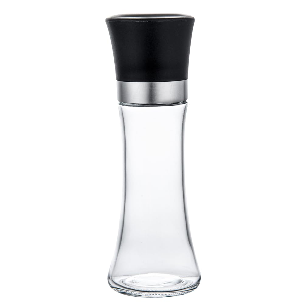 Restaurantware Vetri 6.3 Ounce Pepper Shaker, 1 Salt Shaker - Included Lid Cover, Clear Finish, Glass Spice Shaker, Refillable, Dishwashable