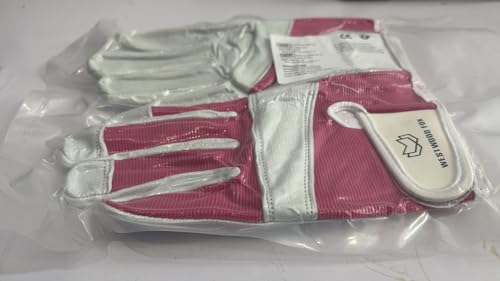 WESTWOOD FOX Ladies/Mens Leather Gardening Gloves Thorn Proof Rigger Garden work gloves, Safety Working Gloves, Premium Quality (Pink, M)