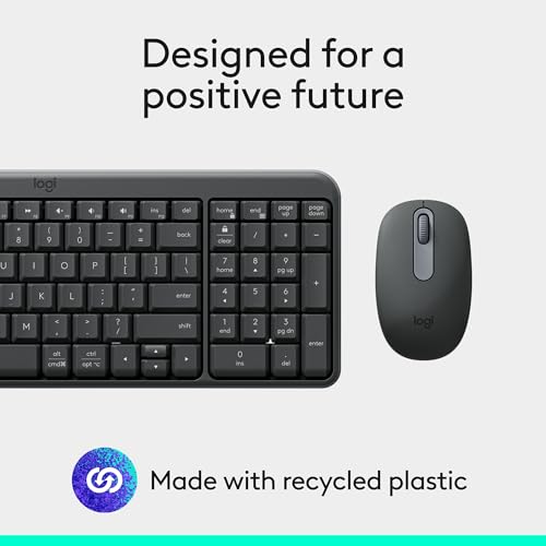 Logitech K250 Bluetooth Keyboard with Numpad, Easy Connectivity, Compact Wireless Keyboard Made with Recycled Plastic, Spill-Resistant, Comfortable Keys - Windows/MacOS - Graphite