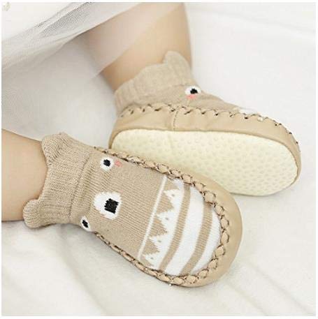 XM-Amigo 4 Pairs of Baby Boys Girls Indoor Slippers Anti-Slip Socks Shoes, Blue Set01, 12-18 Months