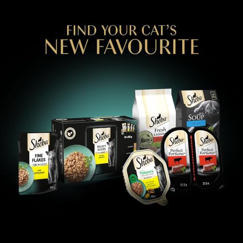 Sheba Fine Flakes in Jelly – Poultry Collection – Wet cat food pouches for adult cats – 40x85g pack
