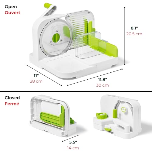 Starfrit Deli Slicer - Slices Meat, Cheese, Bread - 6.5" Stainless Steel Blade - Adjustable Thickness Knob - Nestable for Easy Storage | 2-in-1 Fruit and Vegetable