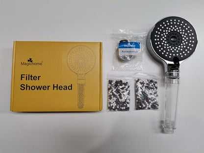 Magichome Shower Head, Upgraded Filter Shower Head High Pressure 5 Modes, Universal Hard Water Filter Showerhead with Extra Replaceable Accessories