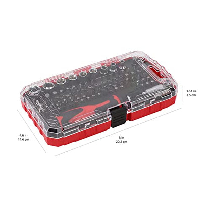 Amazon Basics Magnetic Ratcheting Wrench and Electronics Precision Screwdriver Set, 73 count (Pack of 1), Black, Red, Silver