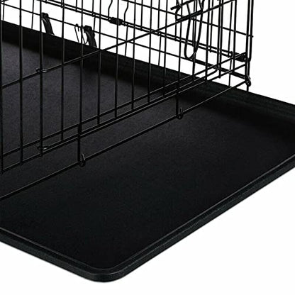 Cardys Dog Crate Puppy Pet Cage with 2 Doors Easy Clean Removable Plastic Tray Folding Metal Training Crate (Small 24''), black