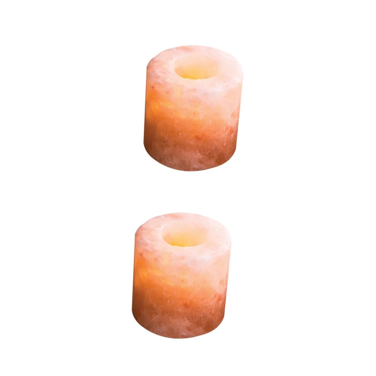 VOSAREA 2pcs Himalayan Salt Candle Holder Decorative Desktop Ornament for Living Room Unique Pattern Design for Dining Table Office Decor Cozy Home Accent