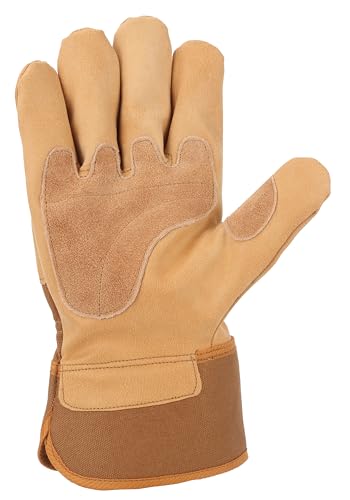 Carhartt Men's Grain Leather Work Glove with Safety Cuff Cold Weather, Brown, XXL
