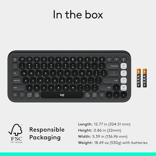 Logitech POP ICON Keys Wireless Bluetooth Keyboard, Comfortable Typing, Programmable Keys, Easy-Switch Between up to 3 Devices, for Laptop, Tablet, PC – Rose and Off-White