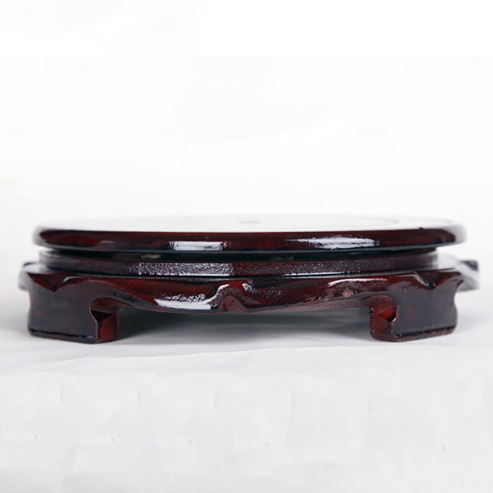 GOLDY&WENDY Chinese Wooden Non-rotating Base Round Household Vase Plant Fishbowl Stone Buddha Statue Display Stand