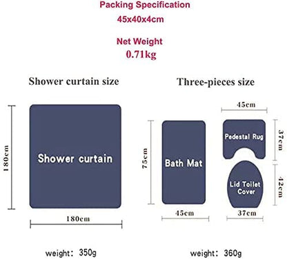 DDS-DUDES 4Pcs Christmas Shower Curtain Sets Kids Bathroom Halloween Decor with 12 Curtain Hooks for Bathroom, Waterproof 71 x 71 inch (D14)