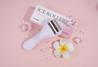 Ice Roller for Face and Eye 2 Pcs,Face Roller Skin Care for Puffiness,Migraine,Pain Relief,Eye Roller For Puffy Eyes Dark Circles,Stainless Steel Facial Roller (Pink)