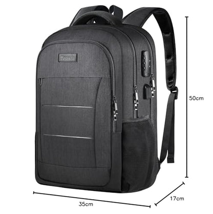 Tzowla Travel Laptop Backpack,Durable Water Resistant Anti-Theft 42L Extra Large 15.6 Inch with USB Charging Port and Lock Fit Computer Business Bookbag for Women Men College School Gift-Black