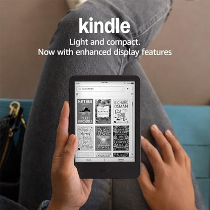 New Amazon Kindle (16 GB) – Lightest and most compact Kindle with glare-free display, faster page turns, adjustable front light and long battery life – Without Ads – Black
