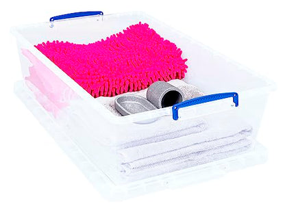 Really Useful Box Nestable Plastic Storage 43 Litre Clear (Pack of 3)