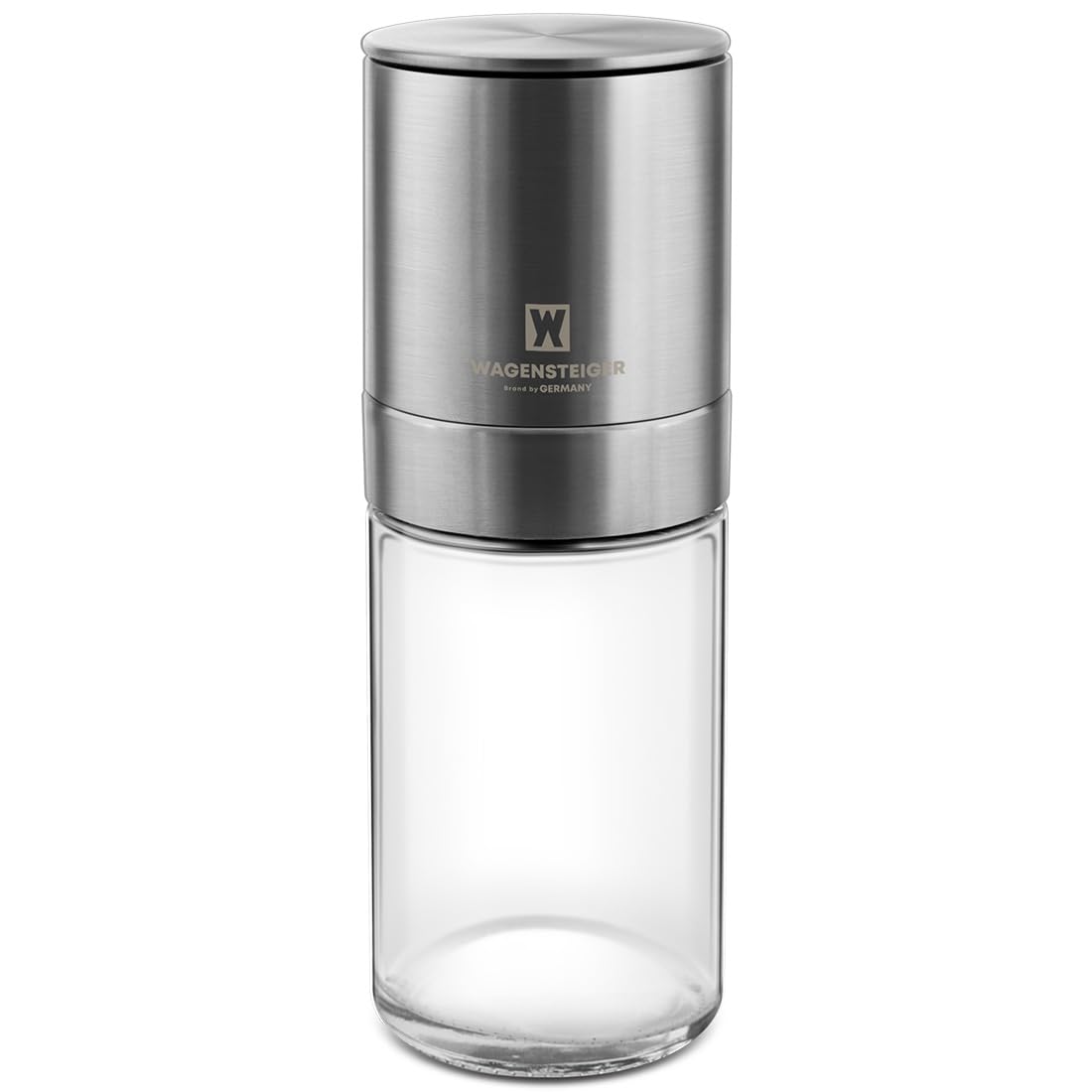 WAGENSTEIGER Manual Pepper Grinder 140mm Adjustable Ceramic Grinder, Stainless Steel & Glass Salt Pepper Mill, Refillable Spice Grinder