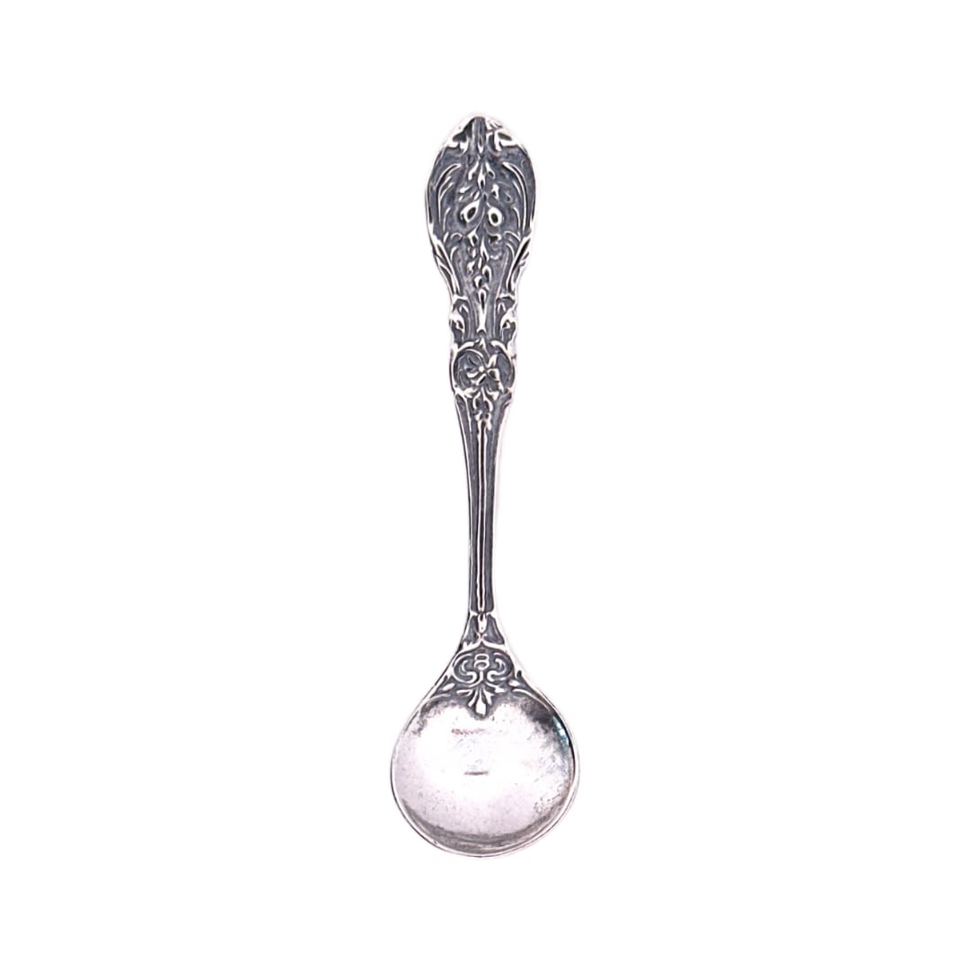 925 Sterling Silver Small Salt Spoon - Premium Quality 2.2" Ornate Floral Spoon - Beautiful Flower Designed Handle - Gift for Culinary Enthusiasts