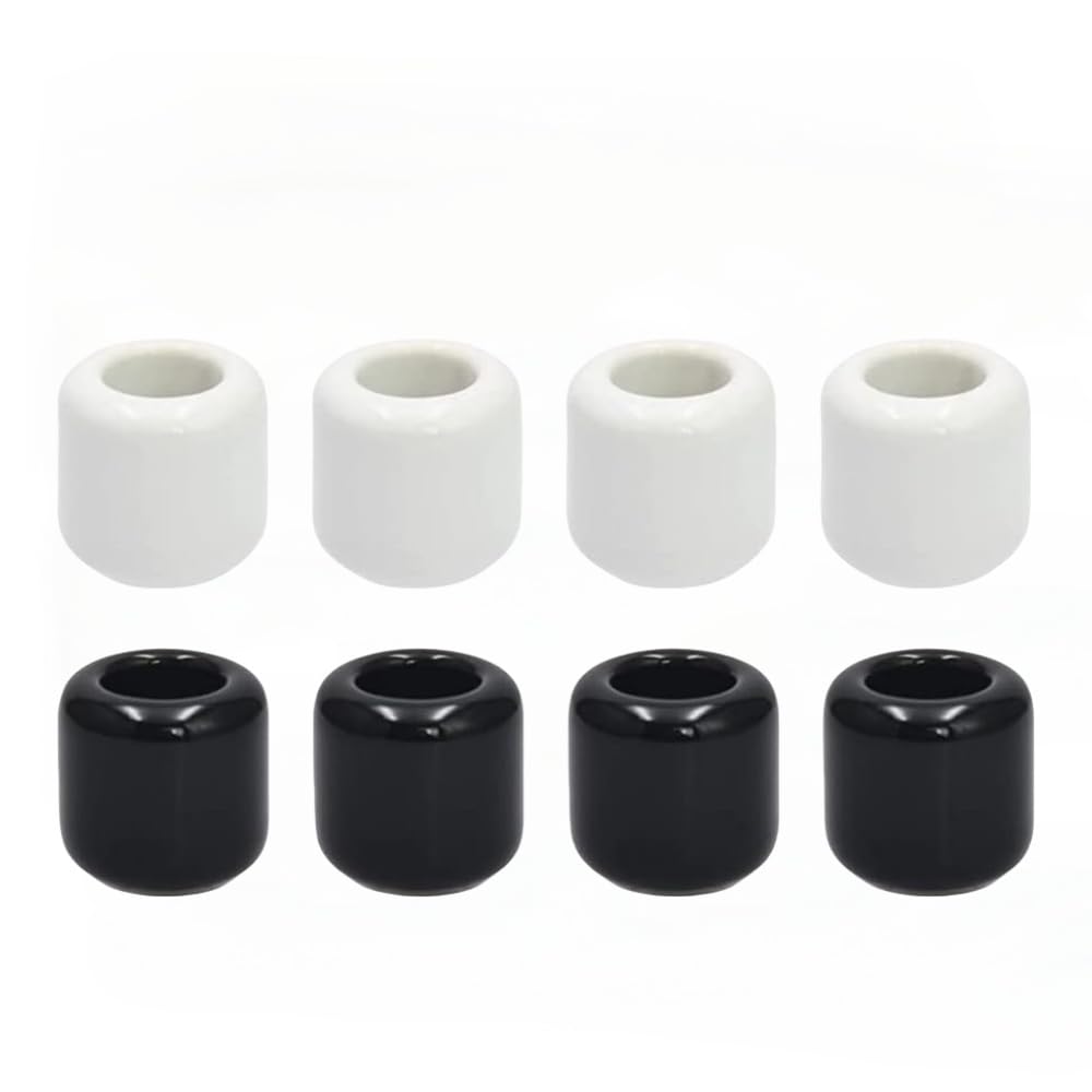 Ceramic Chime Candle Set - 0.7 Inch Diameter, Home Small Candle Holders for Casting Chimes, Rituals, Spells, Vigil, Wiccan Supplies & More (8 Pcs, Black, White)