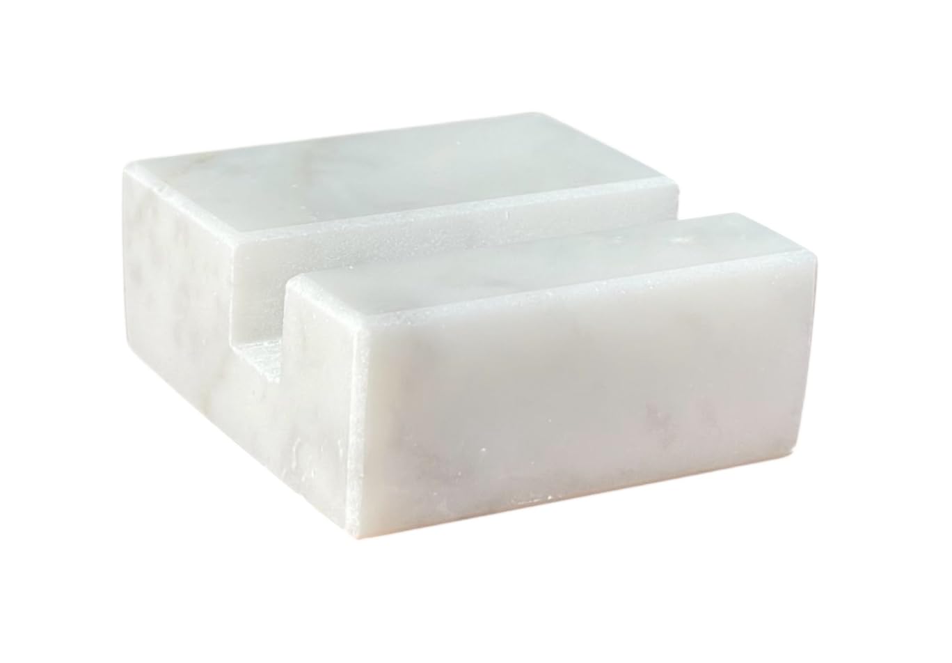 Craftsman Stoneworks Vertical Business Card Holder made from White Carrara Marble