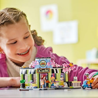 LEGO Friends Heartlake City Café Toy for Kids, Bakery Building Set, Birthday Gift Idea for 6 Plus Year Old Girls and Boys, with 3 Mini-Dolls and a Dog Figure 42618