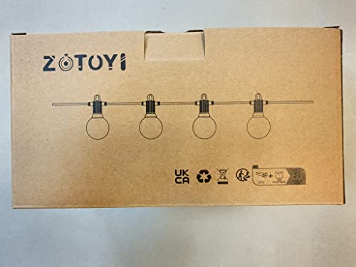 ZOTOYI LED Outdoor String Lights Mains Powered, 50Ft Waterproof IP65 Garden String Lights, 25+2 G40 Globe Bulbs(2 Spare), Shatterproof Festoon Lights for Outside Bistro Backyard Party Cafe