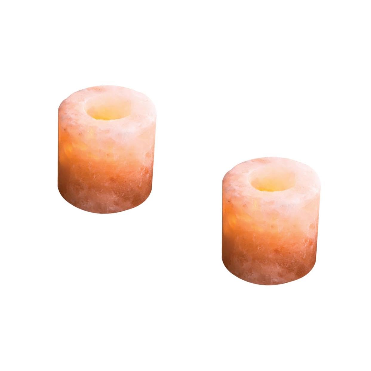 Ciieeo 2pcs Himalayan Crystal Salt Candle Holder Elegant Desktop Ornament for Home Decoration Meditation and Dining Table Decor for Farmhouse and Modern Living Spaces