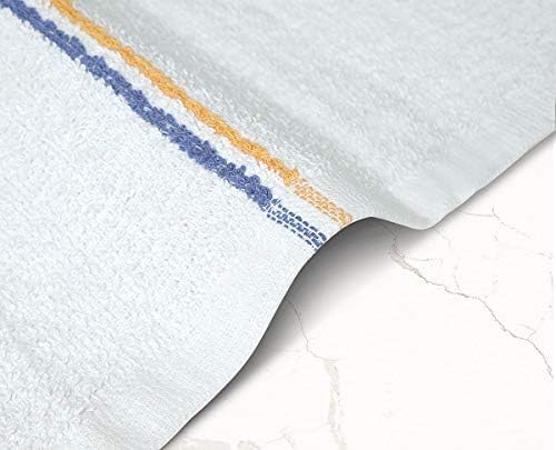 Bar Mop Blue & Gold Stripe 10 lbs 16x19 Pack of 60, 100% Cotton Double Stitched