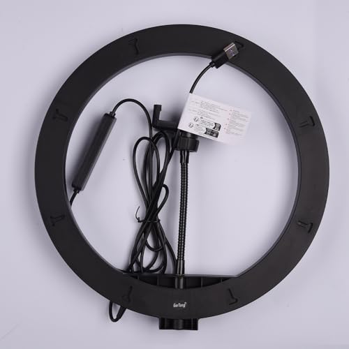 11.5'' Ring Light with Tripod Stand & Phone Holder Tall, GerTong LED Professional Selfie Circle Ringlight with Remote for Makeup YouTube, Floor/Desk USB Halo Lamp with 40 RGB Modes 13 Brightness