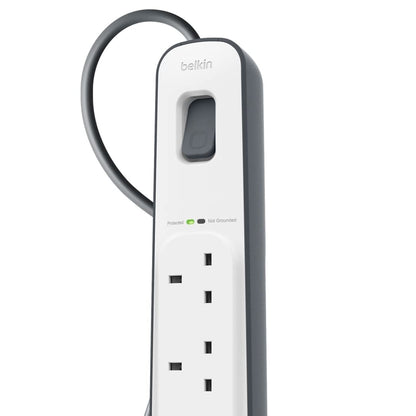 Belkin 4 Way/4 Plug 2 m Surge Protection Extension Lead Strip, White