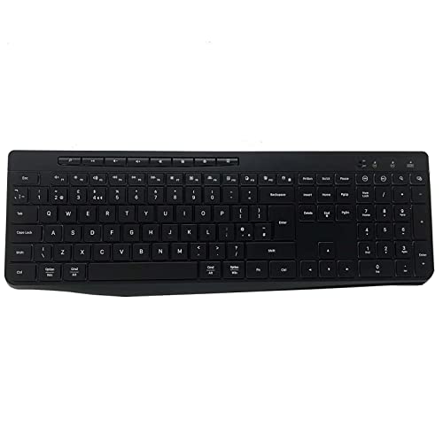 TECURS Wireless Keyboard White Backlit, 2.4G Silent Keyboard Wireless Gaming with Multimedia Keys for Windows/Mac/PC, QWERTY UK Layout, Black