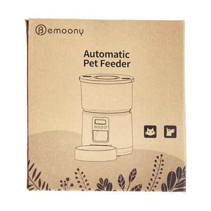 BEMOONY Automatic Cat Feeder, Cat Food Dispenser with 1-6 Meals, Customized Feeding Schedule for Cats & Dogs, Dual Power Supply, Double Lock, 10s Voice, 3L Pet Feeder Including Desiccant Bag, White
