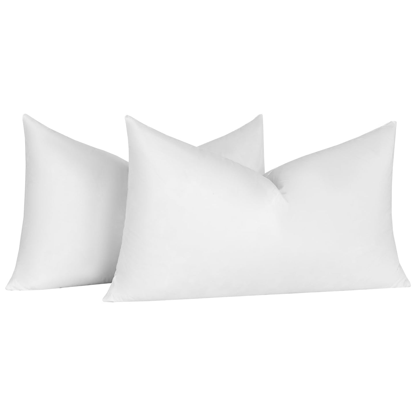 20x20 Decorative Throw Pillow Inserts-Down Feather Pillow Inserts-Square-Cotton Fabric-Set of 2-White.