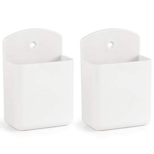 SIBRANT 2 Pcs Remote Control Holder Wall Mount, TV Controller Holder, Self Adhesive Remote Holder, Wall Pen Holder Storage Accessories for Home Office School (White)