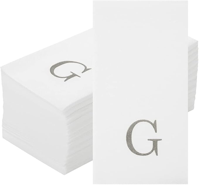 Luxenap 15.8 X 7.9 Inch Linen-Feel Guest Towels, 50 Lettered Hand Towels