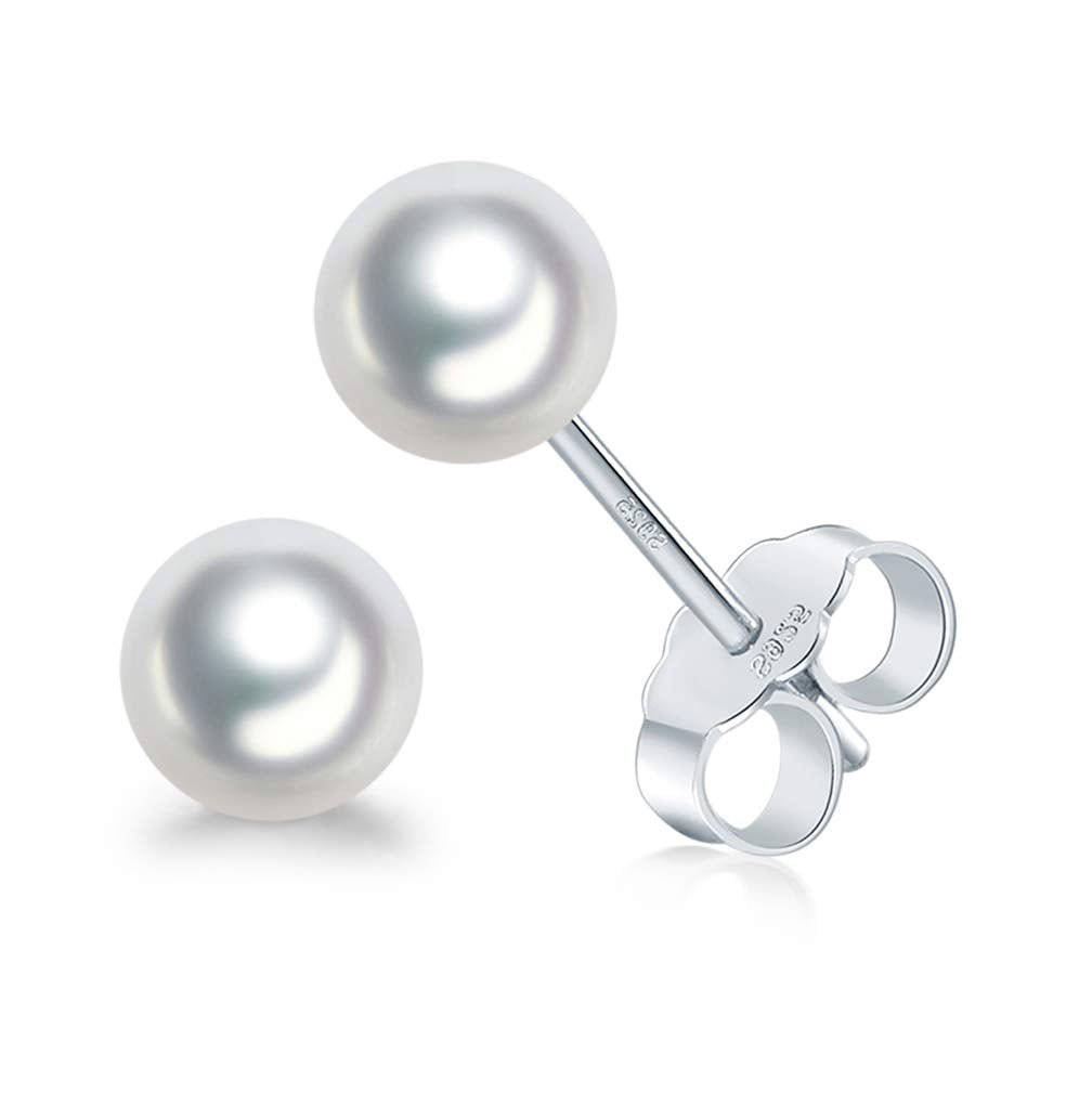 Sterling Silver Hoop Earrings Sterling Silver Stud Earrings for Women 6 Pairs Hypoallergenic Tiny Pearl Jewelry Set Cartilage Hoops