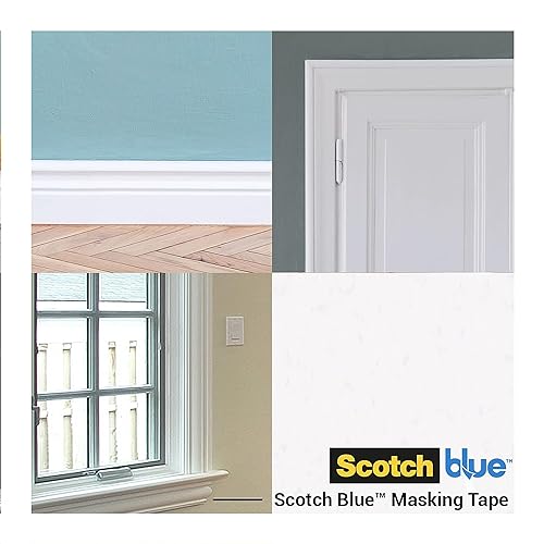 ScotchBlue Multi-Surface Premium Masking Tape, 36 mm x 41 m, 4 Rolls/Case - Scotch Adhesive Blue Painters Tape, For Painting and Decorating, Indoor & Outdoor, Sticks Well, 70% PEFC
