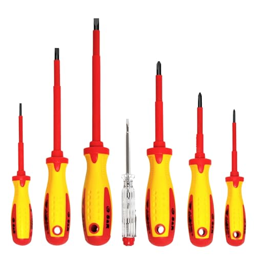 S&R Electrician Screwdriver Set 7-Piece – VDE-Tested up to 1000V | Power-Form Handle | PH & SL with Voltage Tester – Professional Quality